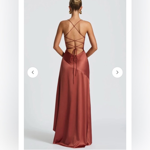 Aurora Noir, Soraya Maxi Slit Dress, size small, color rust, NWT - Picture 3 of 4